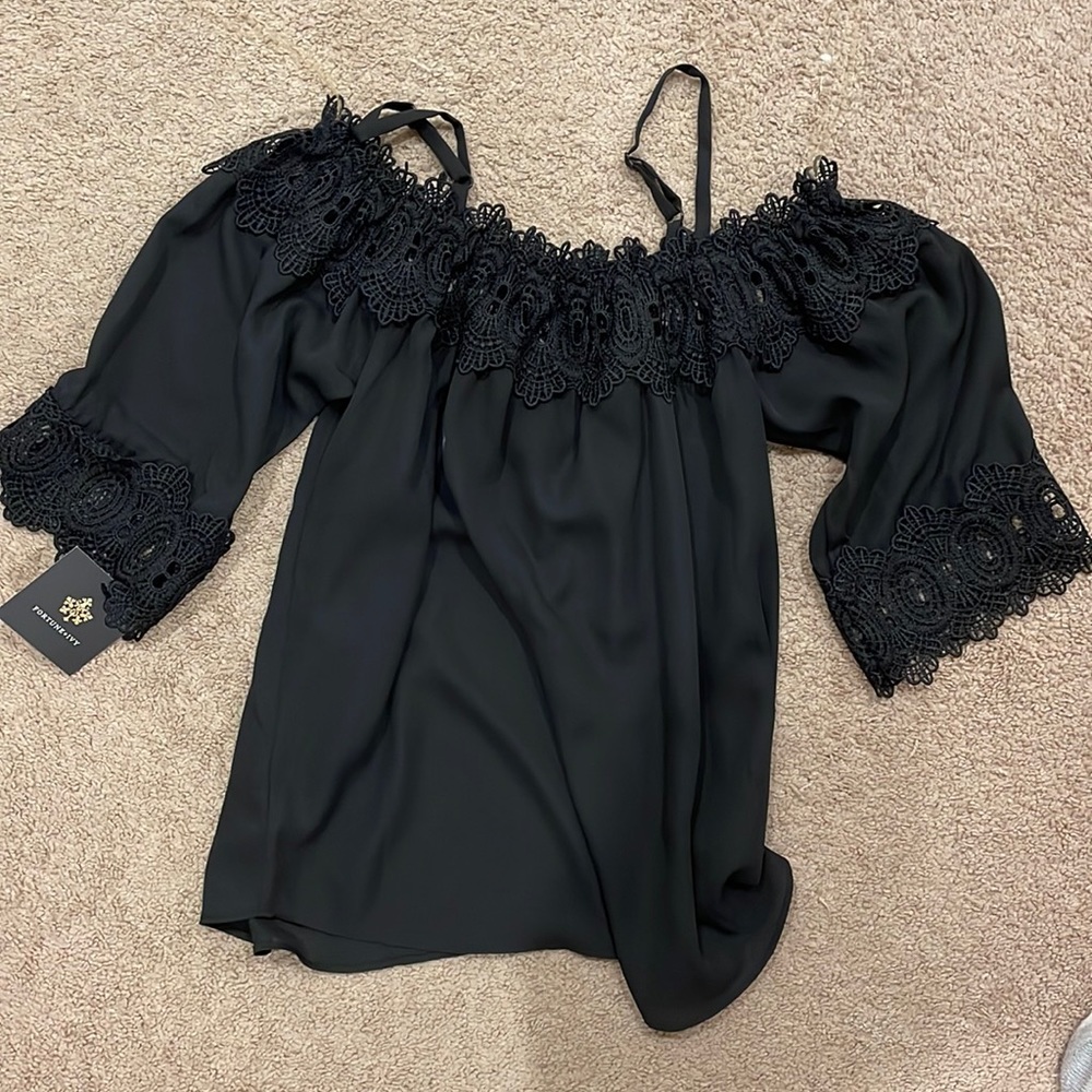 Off shoulder black top